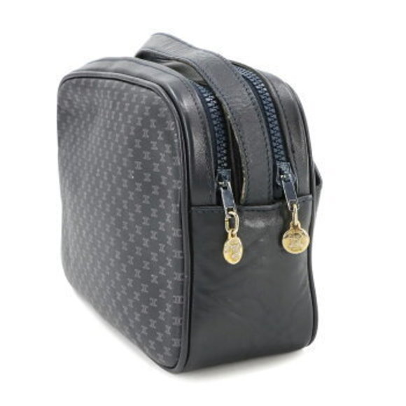 Celine Macadam Shoulder Bag Leather Navy Blue Sholder - Picture 3 of 9